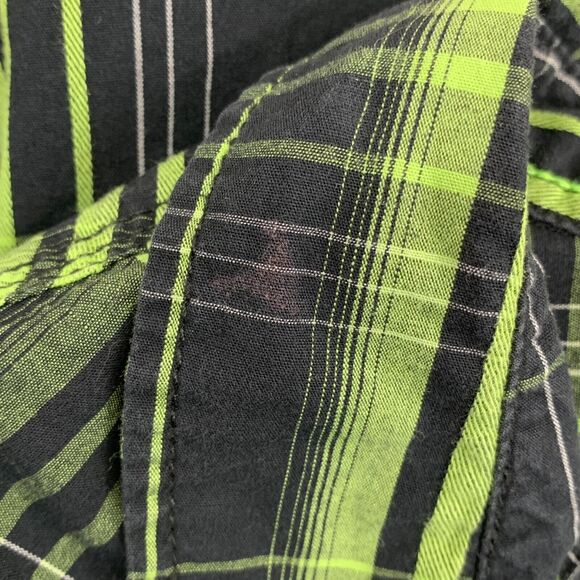 Y2k No Fear Flannel Shirt Mens Size L Button Up Monster Green Skater Grunge - Picture 8 of 11